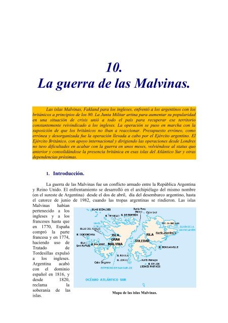 10. La guerra de las Malvinas.