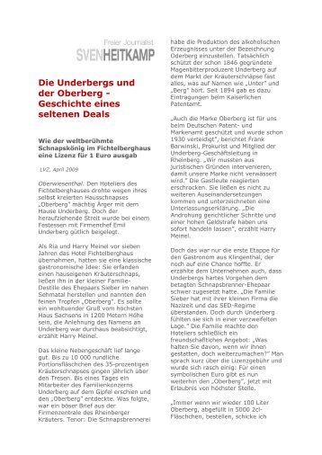 Die Underbergs und der Oberberg - Geschichte ... - Sven Heitkamp