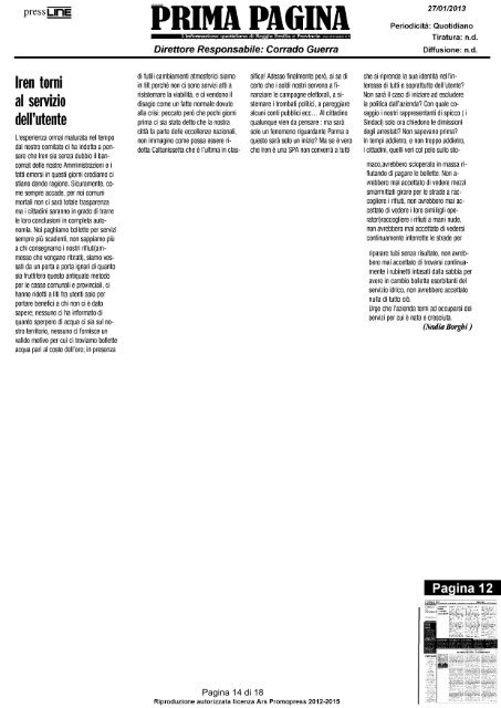 scarica la rassegna stampa completa del 27 Gennaio 2013