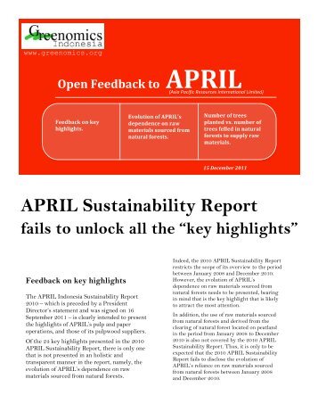 Evolution of APRIL's dependence on raw materials sourced from ...