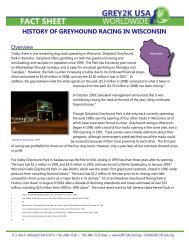 Fact Sheet: History of Greyhound Racing in Wisconsin - Grey2K USA