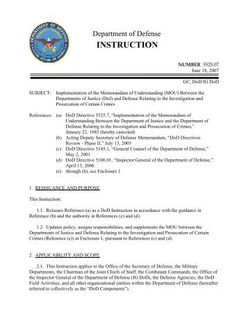 DoD Directive 5525.07 - James Madison Project