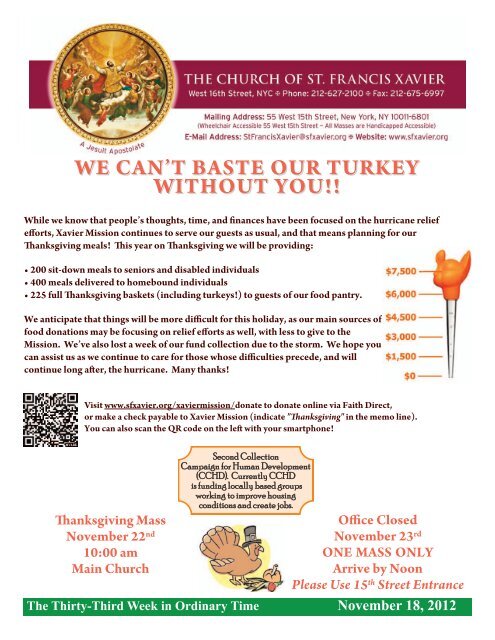 we can't baste our turkey without you!! - Church of St. Francis Xavier