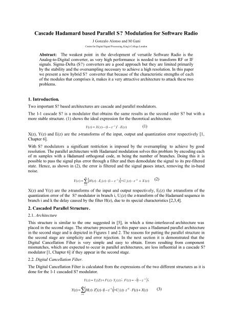 Cascade Hadamard based Parallel Sigma-Delta Modulation for ...