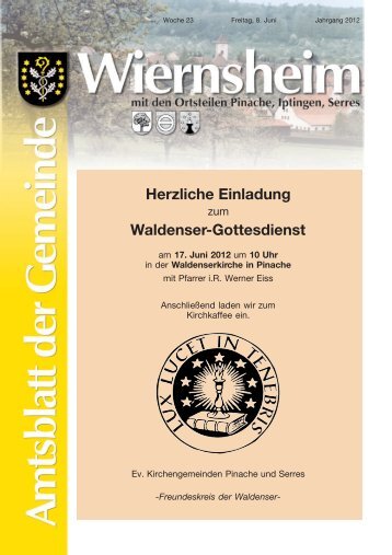 Weißwurst Frühschoppen 24.06.2012 Wo ... - Wiernsheim