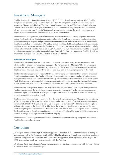 FRANkLiN TEMPLETON INVESTMENT FUNDS - Citibank