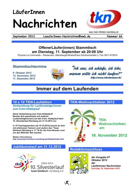 LÃ¤uferInnen Nachrichten SEPTEMBER 2012 Ausgabe 66