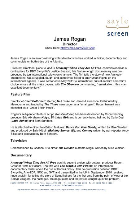 James Rogan - Sayle Screen