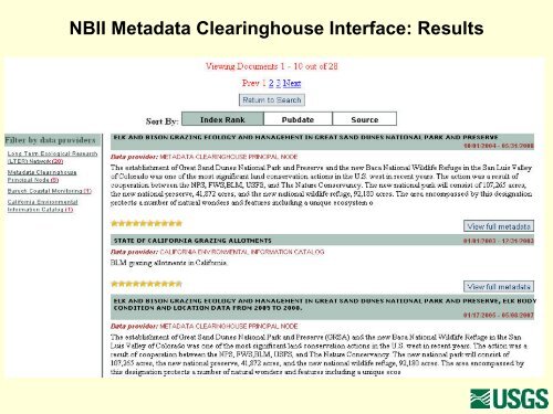 Exploring NBII's New Metadata Clearinghouse Interface