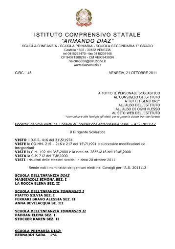 ISTITUTO COMPRENSIVO STATALE “ARMANDO DIAZ”