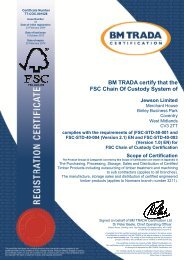 BM TRADA certify that the FSC Chain Of Custody System of - Jewson