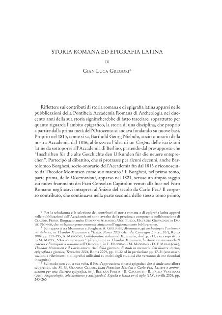 Storia romana ed epigrafia latina - Terra Italia ONLUS