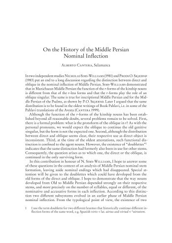 On the History of the Middle Persian Nominal Inflection