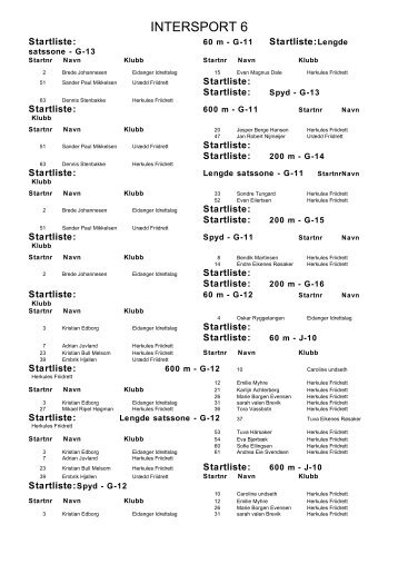 Startliste - Komplett(Deltaker) - Herkules Friidrett