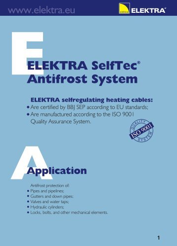 SelfTec heating cable - installation manual - Elektra