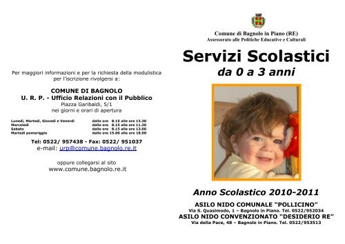 Brochure Servizio Scolastico Asilo Nido - Comune di Bagnolo in Piano