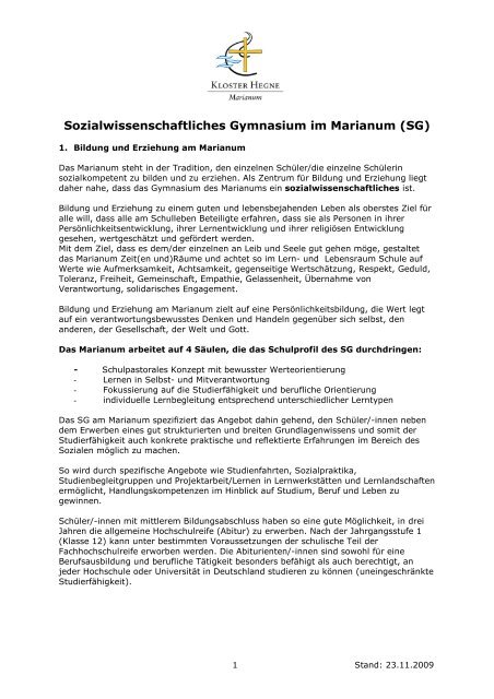 Sozialwissenschaftliches Gymnasium im Marianum Info November ...