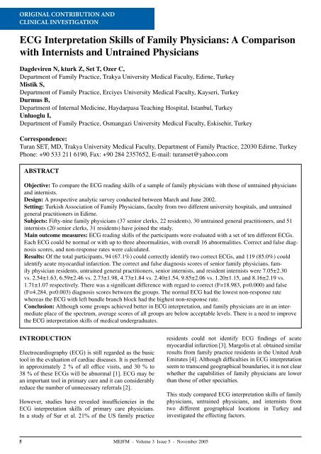 Contents - Middle East Journal of Family Medicine