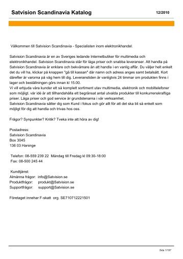 Satvision Scandinavia Katalog