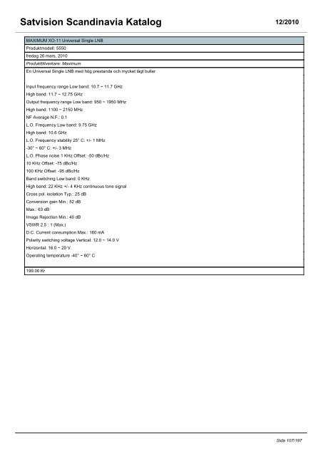 Satvision Scandinavia Katalog