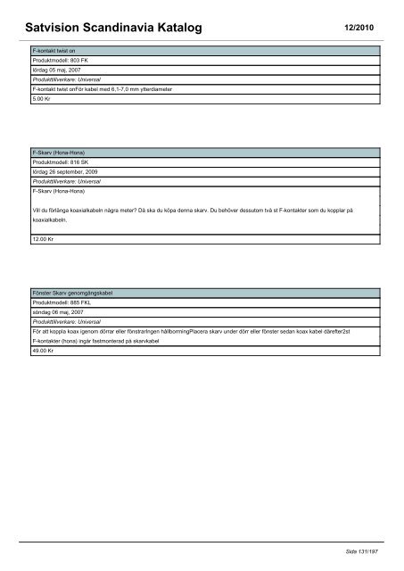 Satvision Scandinavia Katalog