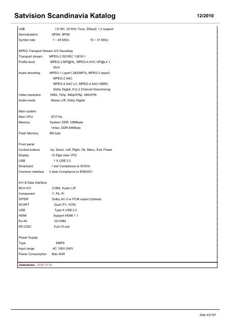 Satvision Scandinavia Katalog