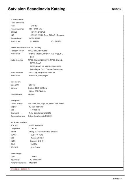 Satvision Scandinavia Katalog