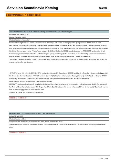 Satvision Scandinavia Katalog