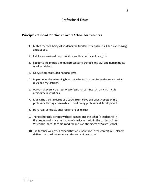 Staff Handbook - Salam School