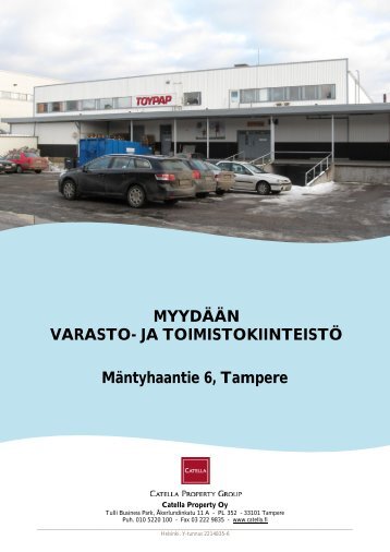 JA TOIMISTOKIINTEISTÖ Mäntyhaantie 6, Tampere - Toimitilat.fi