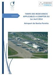AEROPORT DE BASTIA PORETTA TARIFS DES REDEVANCES