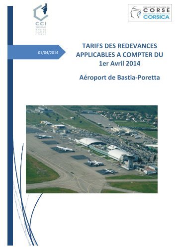 AEROPORT DE BASTIA PORETTA TARIFS DES REDEVANCES