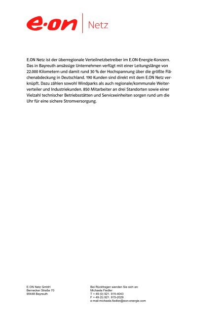 Pressemitteilung - E.ON Netz GmbH