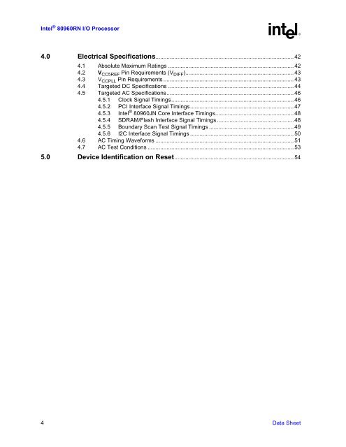 IntelR 80960 RN I/O Processor Datasheet