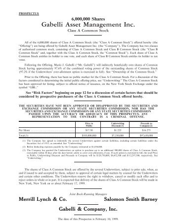 Original GBL Prospectus - Gabelli