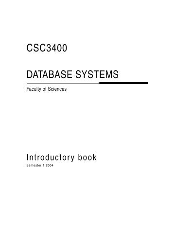 CSC3400 DATABASE SYSTEMS - University of Southern Queensland