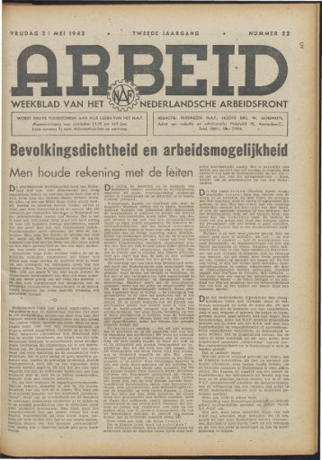 Arbeid (1942) nr. 22 - Vakbeweging in de oorlog