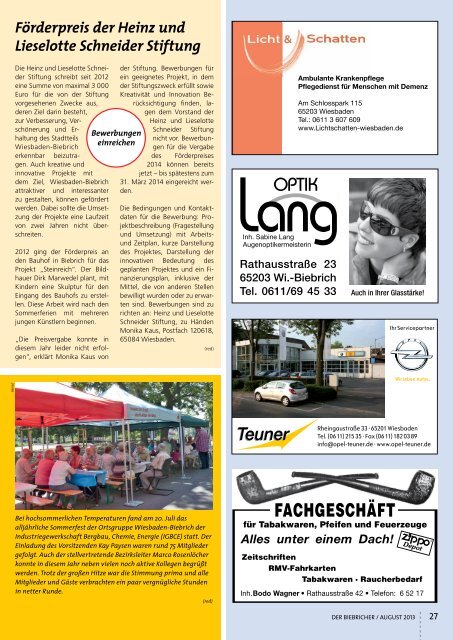 DER BIEBRICHER, Ausgabe 261, August 2013