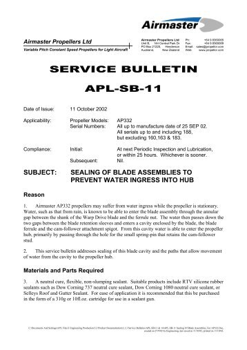 APL-SB-11 Sealing of Blade Assemblies.pdf - Airmaster Propellers