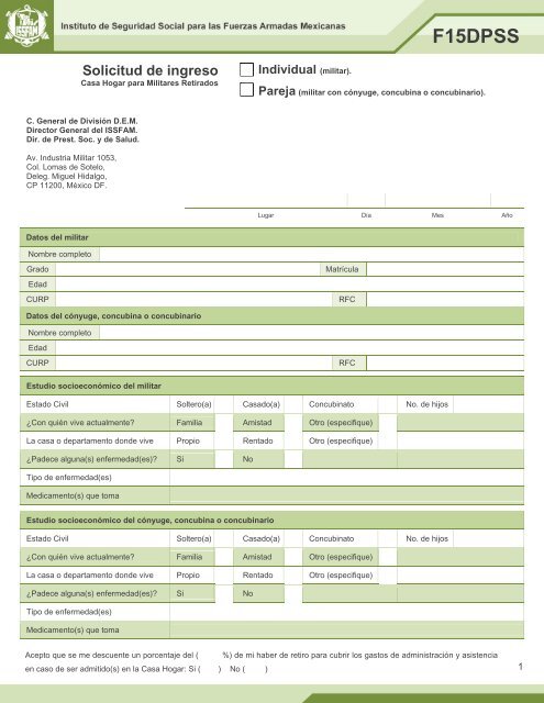 Solicitud de ingreso - Issfam