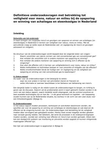 Definitieve onderzoeksvragen met betrekking tot ... - Rijksoverheid.nl