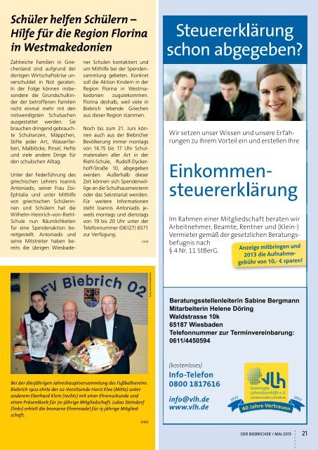 DER BIEBRICHER, Ausgabe 258, Mai 2013