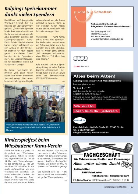 DER BIEBRICHER, Ausgabe 258, Mai 2013