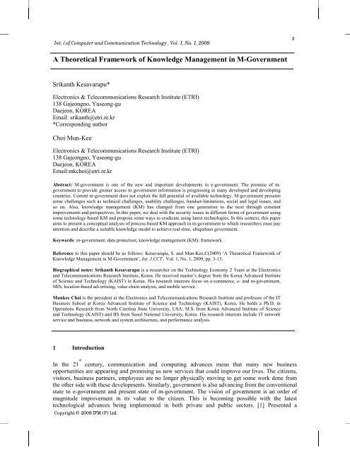 A Theoretical Framework of Knowledge Management in M ...
