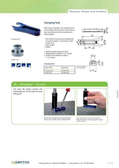 The LINOS Mounts, Posts and Holders - Qioptiq Q-Shop