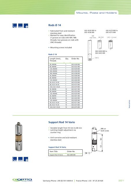 The LINOS Mounts, Posts and Holders - Qioptiq Q-Shop