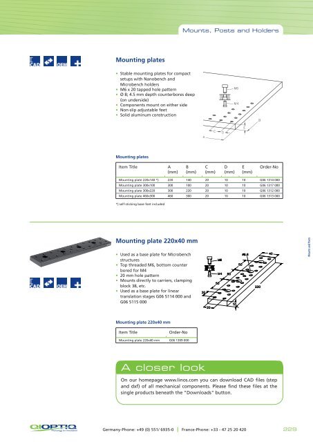 The LINOS Mounts, Posts and Holders - Qioptiq Q-Shop