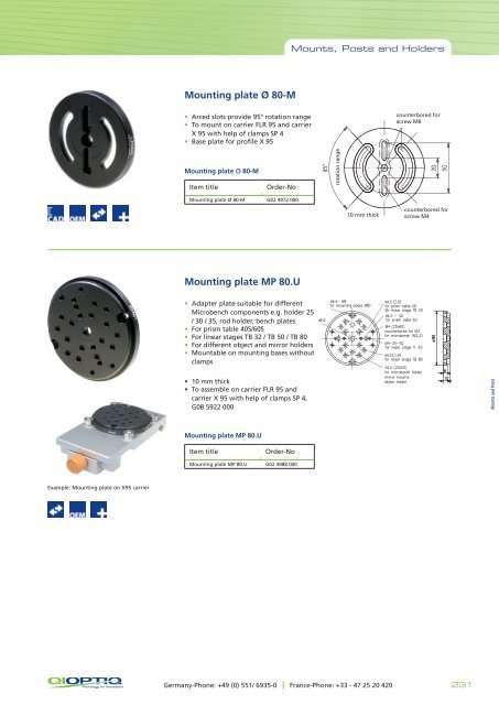 The LINOS Mounts, Posts and Holders - Qioptiq Q-Shop