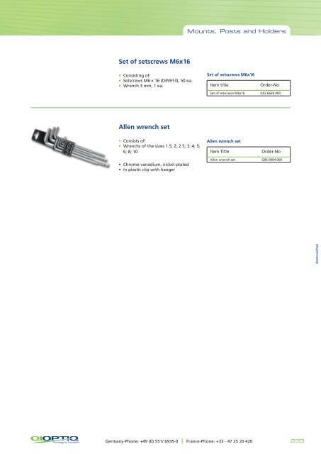 The LINOS Mounts, Posts and Holders - Qioptiq Q-Shop