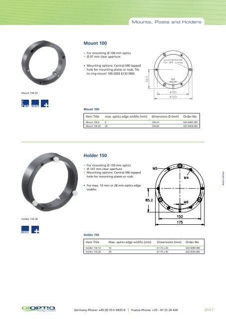 The LINOS Mounts, Posts and Holders - Qioptiq Q-Shop